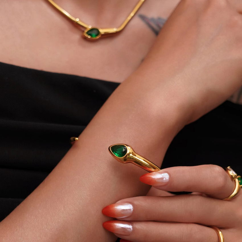 Zircon Stone Snake Shape Bracelet Bangle