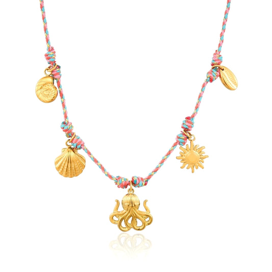 Octopus Colorful Rope Pendant Necklace