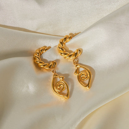 Twisted Conch Hoop Pendant Earrings