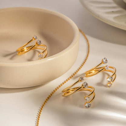 Four-diamond Open Ring