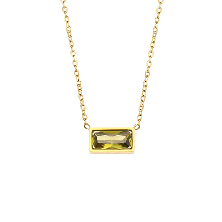 Baguette-shaped Zircon Pendant Necklace