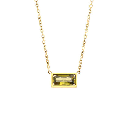 Baguette-shaped Zircon Pendant Necklace