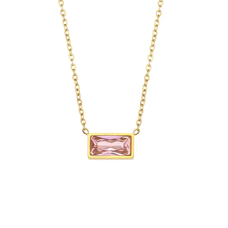 Baguette-shaped Zircon Pendant Necklace