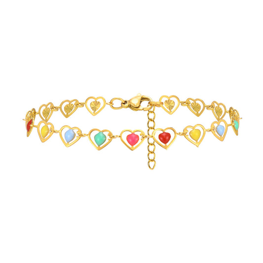 Enamel Heart Colored Bracelet