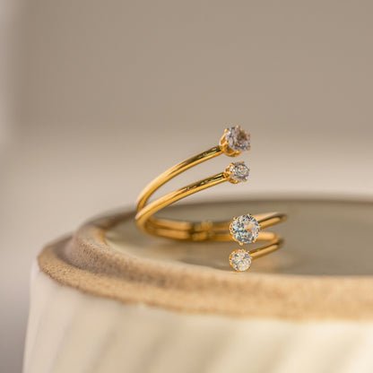 Four-diamond Open Ring