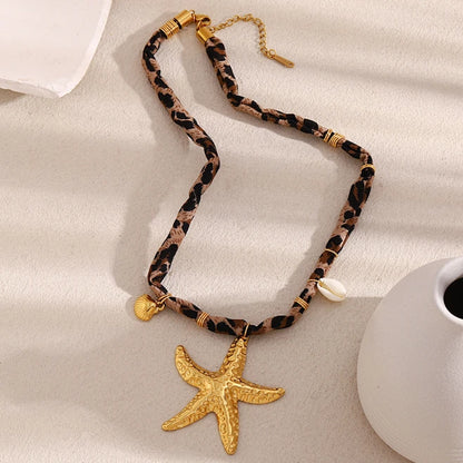 Leopard Print Starfish Necklace