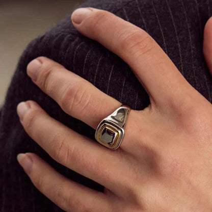 Retro Texture Color Blocked Ring