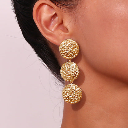 Hammered Circle Drop Earrings