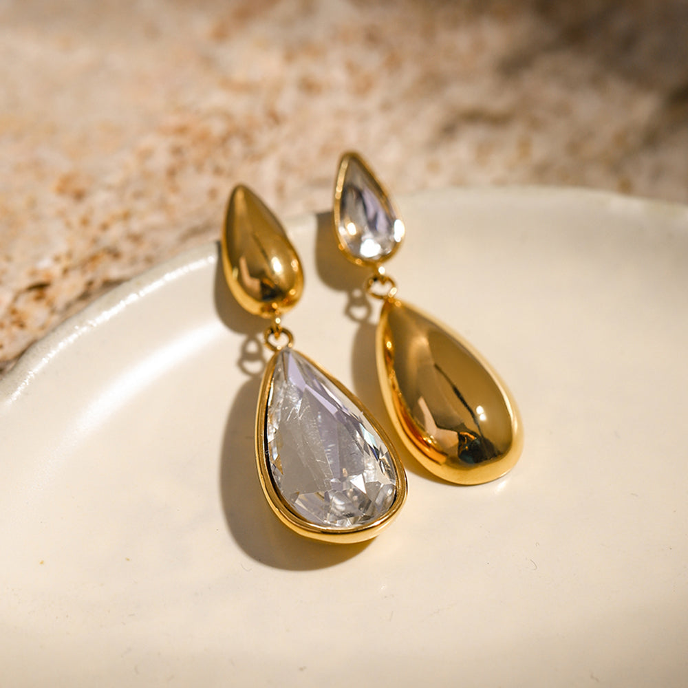 Asymmetric Crystal Teardrop Earrings