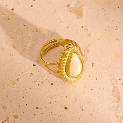 Teardrop Cat's Eye Adjustable Ring