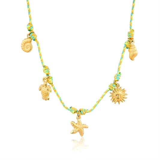 Starfish Ocean Summer Color Rope Pendant Necklace