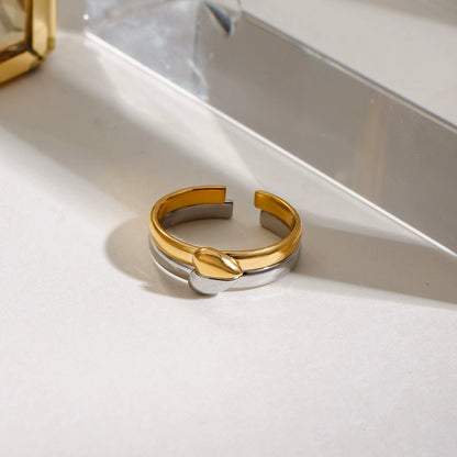 2PSC Stacked Two-color Heart Open Ring