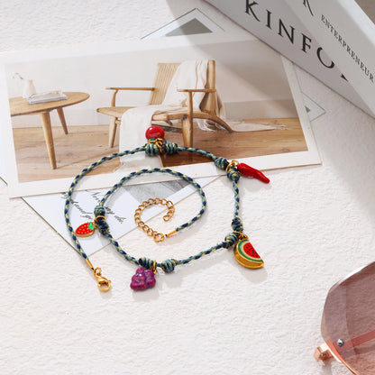 Fruit Colored Rope Pendant Necklace