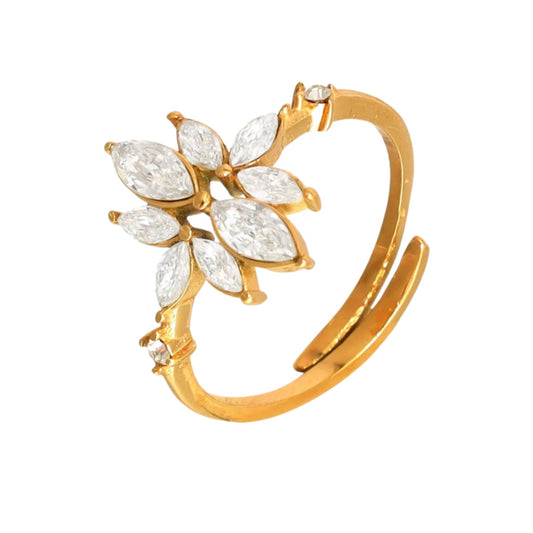 Czech Stones Flower Cluster Adjustable Ring