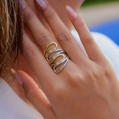 Gold and Silver Open Ring