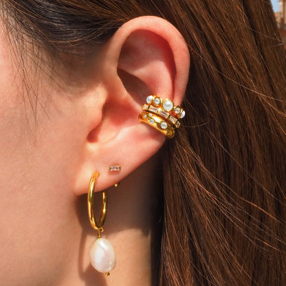 Zircon Contour Cuff Earrings