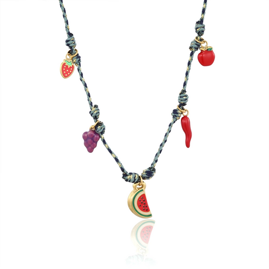 Fruit Colored Rope Pendant Necklace