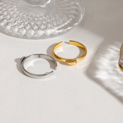 2PSC Stacked Two-color Heart Open Ring