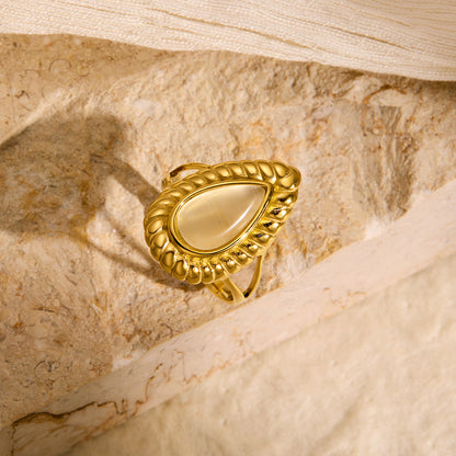 Teardrop Cat's Eye Adjustable Ring