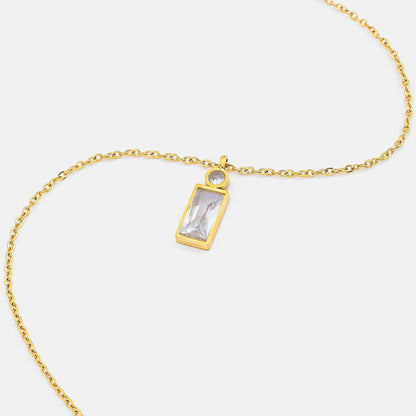 Zirconia Square Pendant Necklace