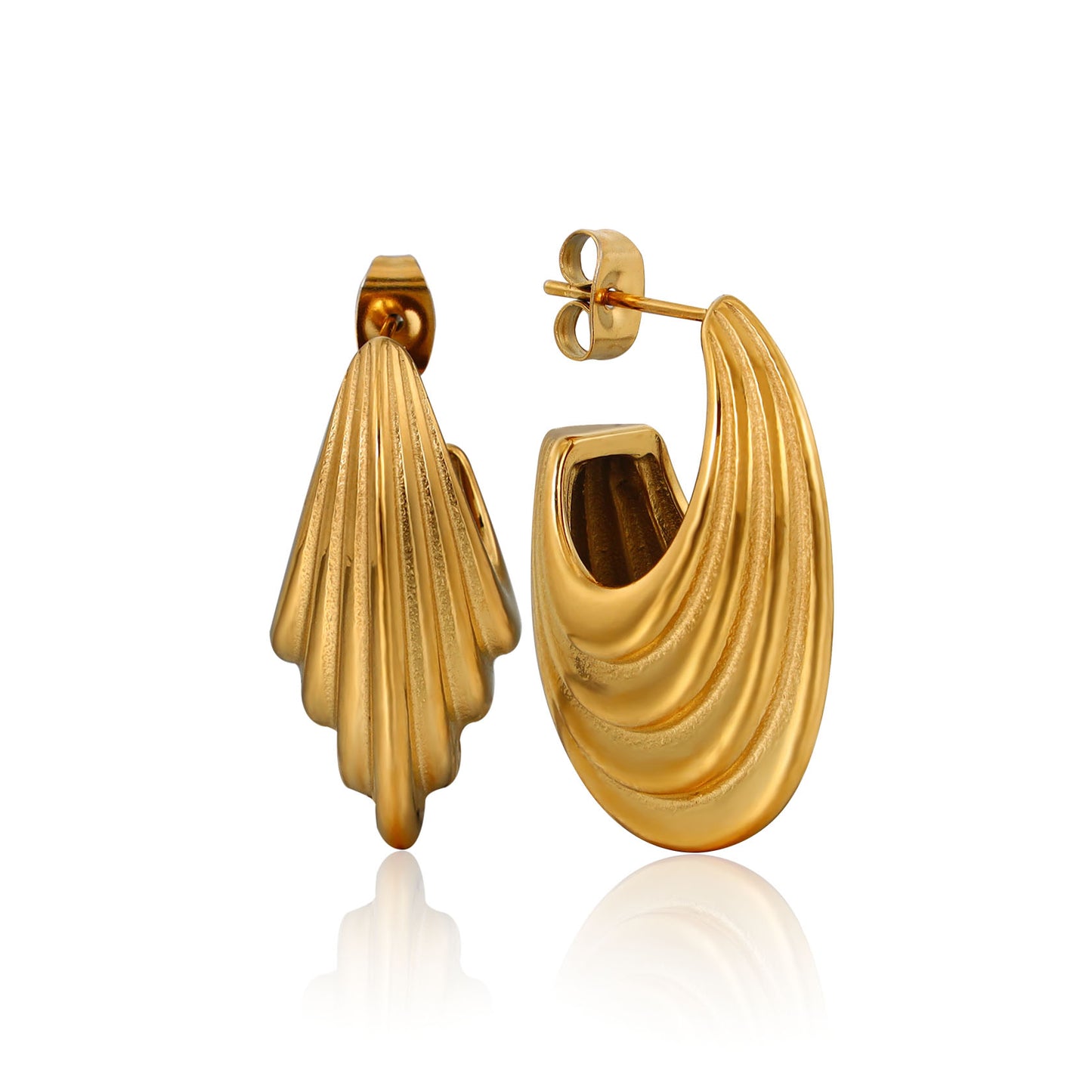 Curved Ribbed Stud Earrings