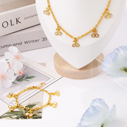 White Zircon Cherry Necklace