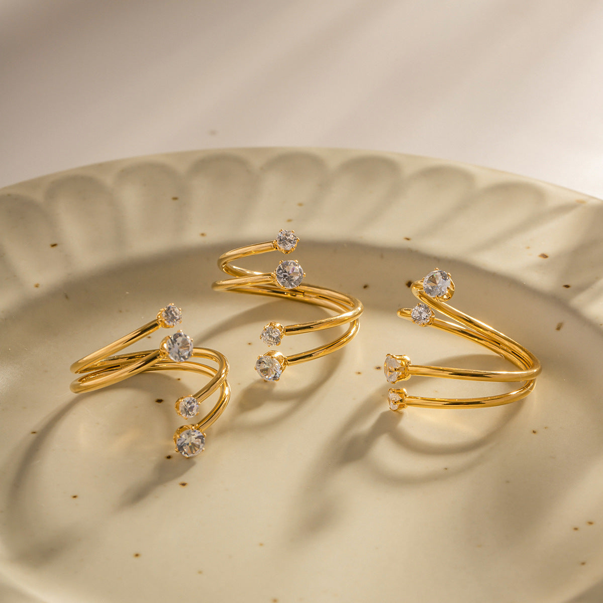 Four-diamond Open Ring