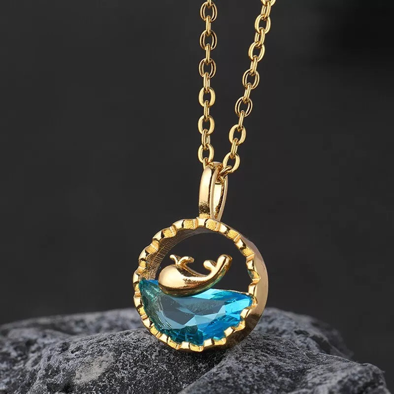 Blue Ocean Whale Pendant Necklace