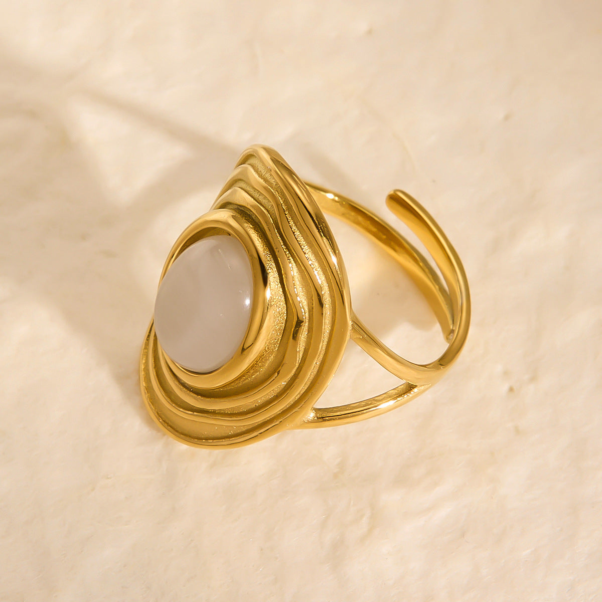 Round Cat's Eye Adjustable Ring