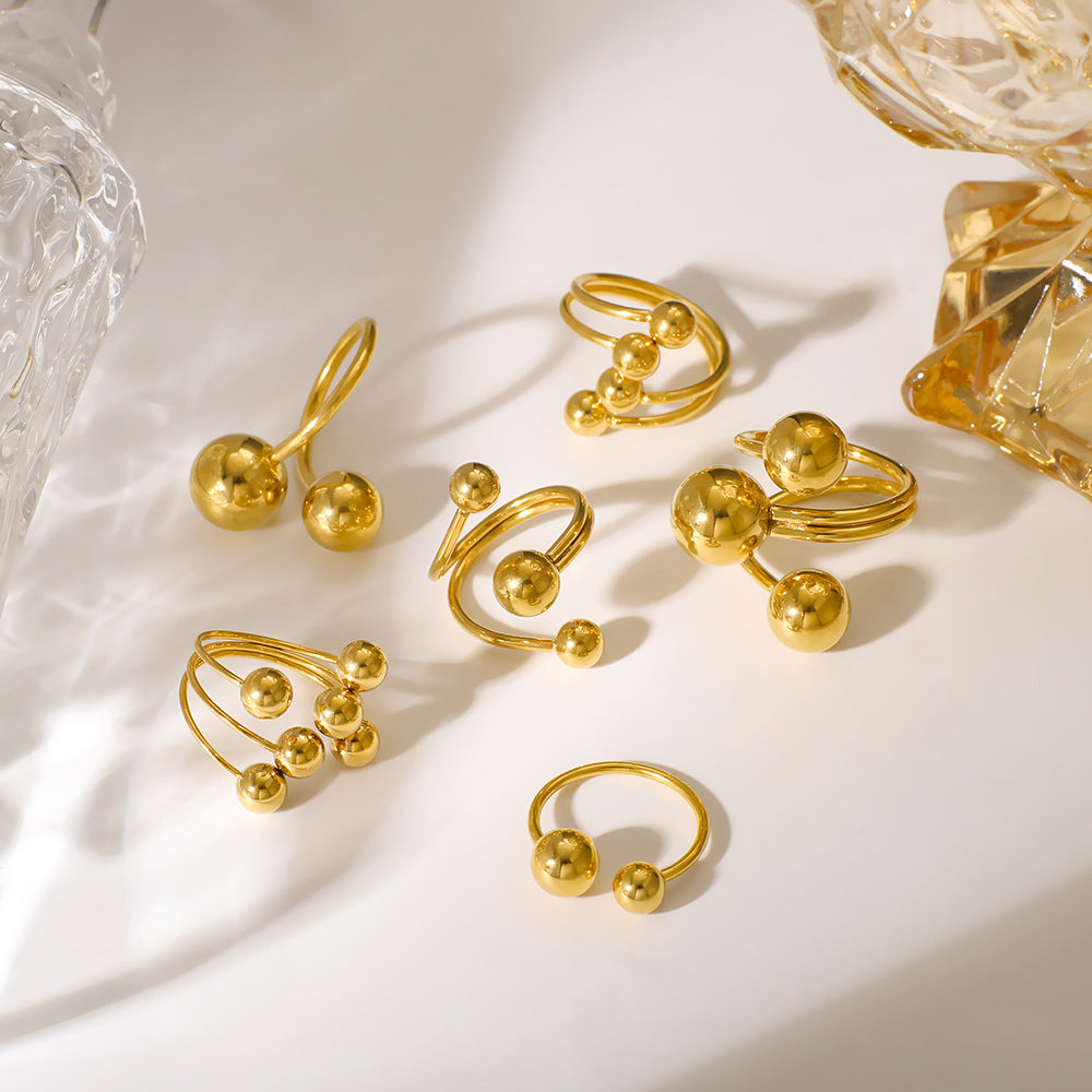 Beaded Multi-layered Asymmetric Open Ring