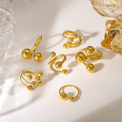 Beaded Multi-layered Asymmetric Open Ring