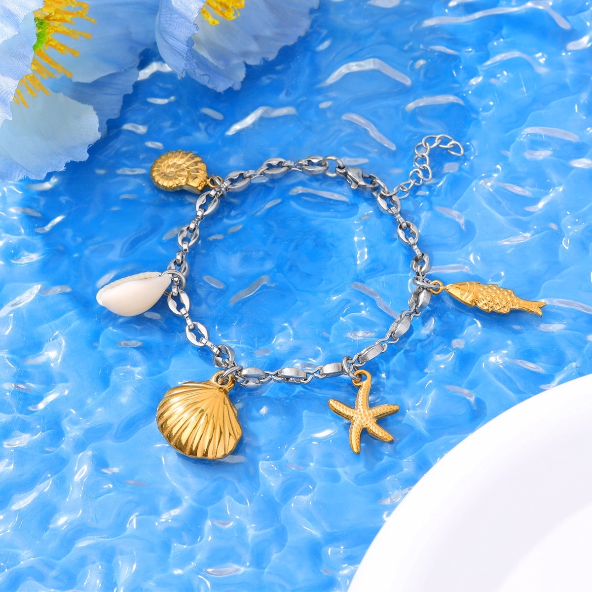 Ocean Shell Starfish Charm Bracelet