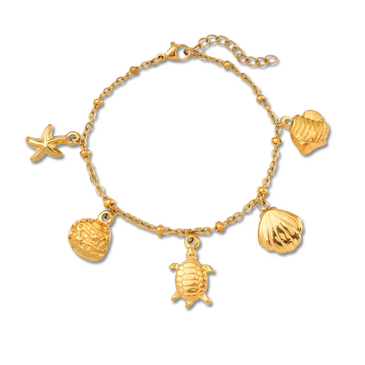 Turtle, Fish and Shell Charm Bracelet