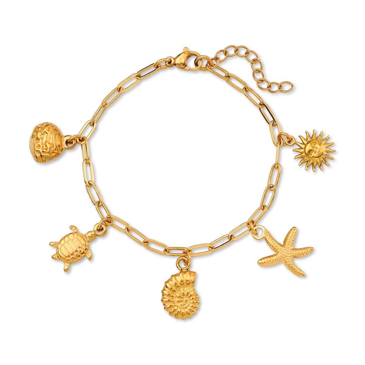 Turtle, Sun and Starfish Charm Bracelet