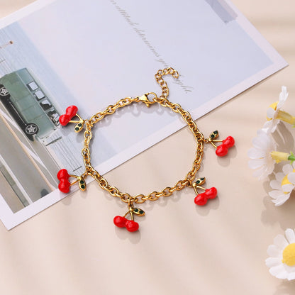 Red Cherry Charm Bracelet