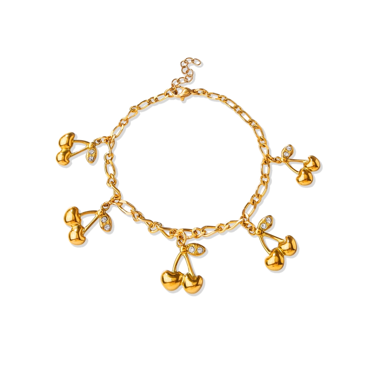 Gold Cherry Charm Bracelet