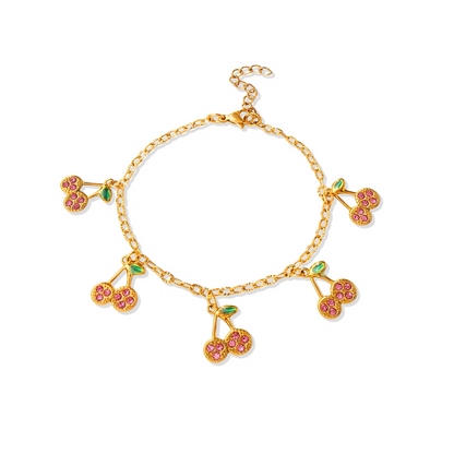 Pink Zircon Cherry Charm Bracelet