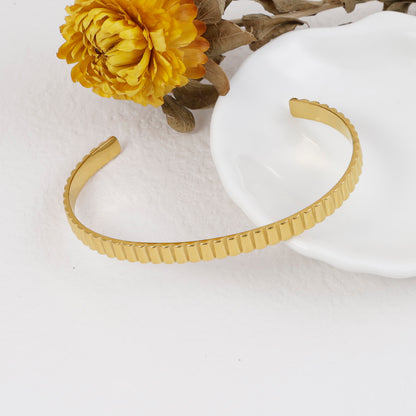 Ribbed Gold Cuff Bracelet