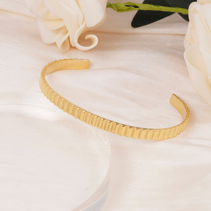 Ribbed Gold Cuff Bracelet