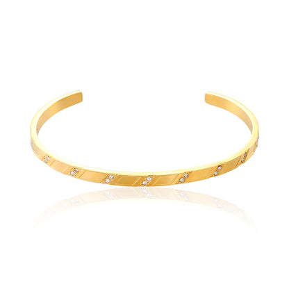 Geometric Design Zircon Cuff Bangle