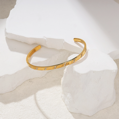 Geometric Design Zircon Cuff Bangle