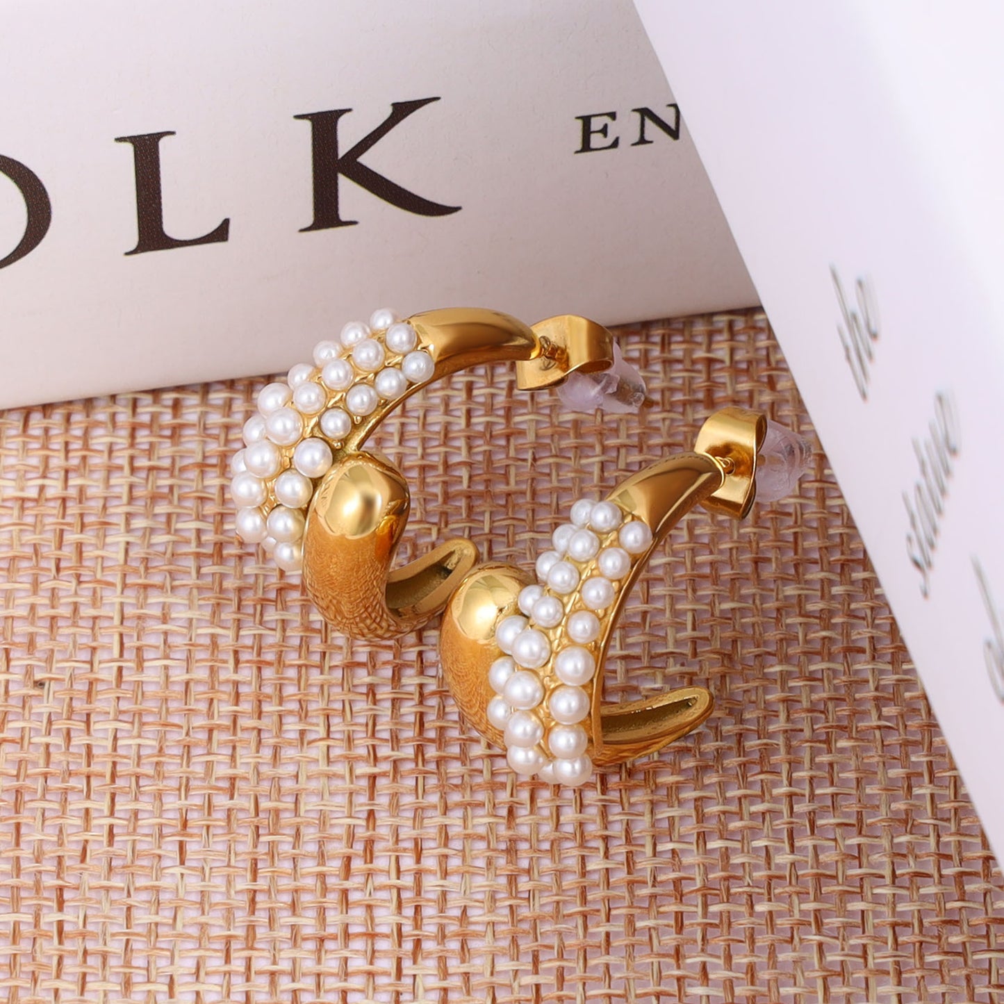 Pearl Gold Hoop Earrings