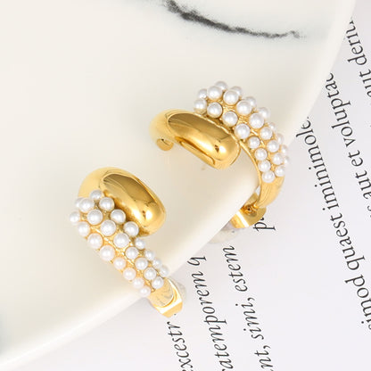 Pearl Gold Hoop Earrings