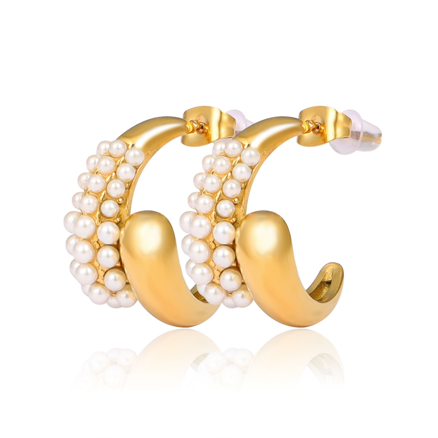 Pearl Gold Hoop Earrings