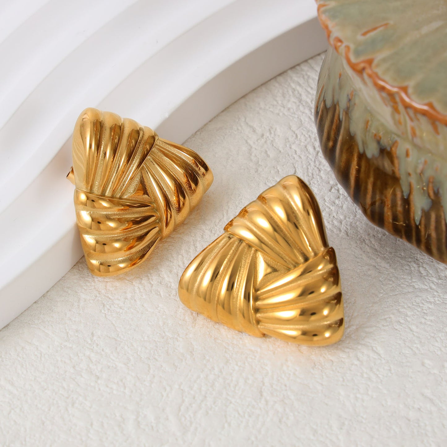 Striped Triangle Stud Earrings