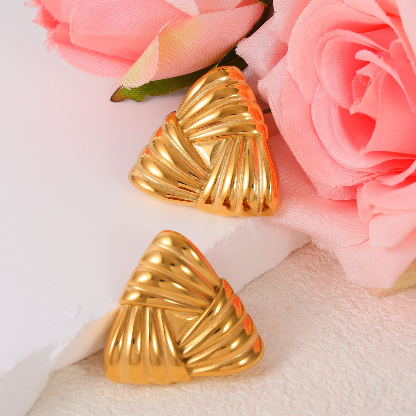 Striped Triangle Stud Earrings