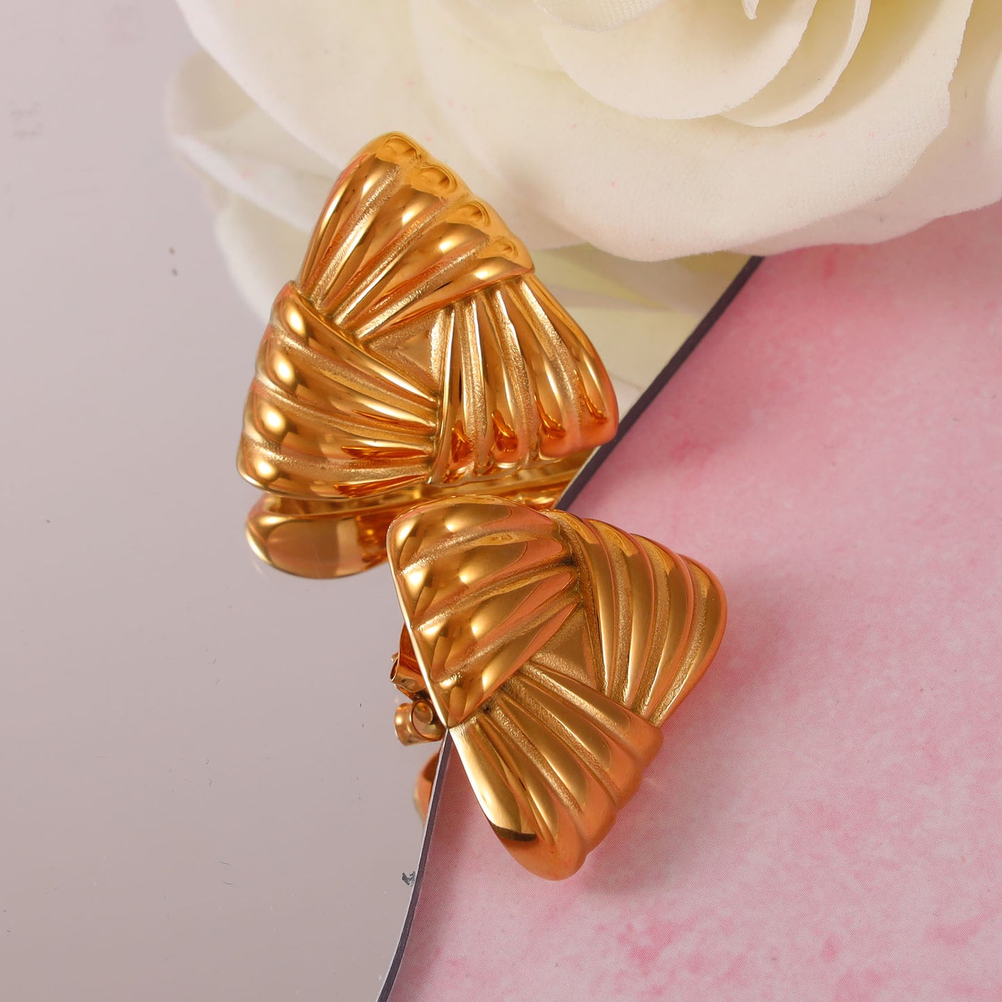 Striped Triangle Stud Earrings