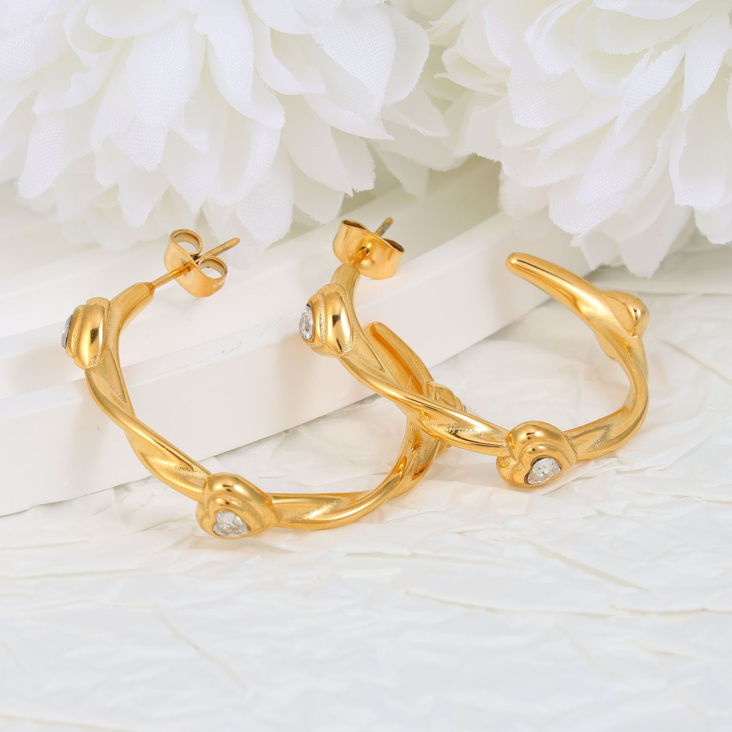 Twist Heart Hoop Earrings