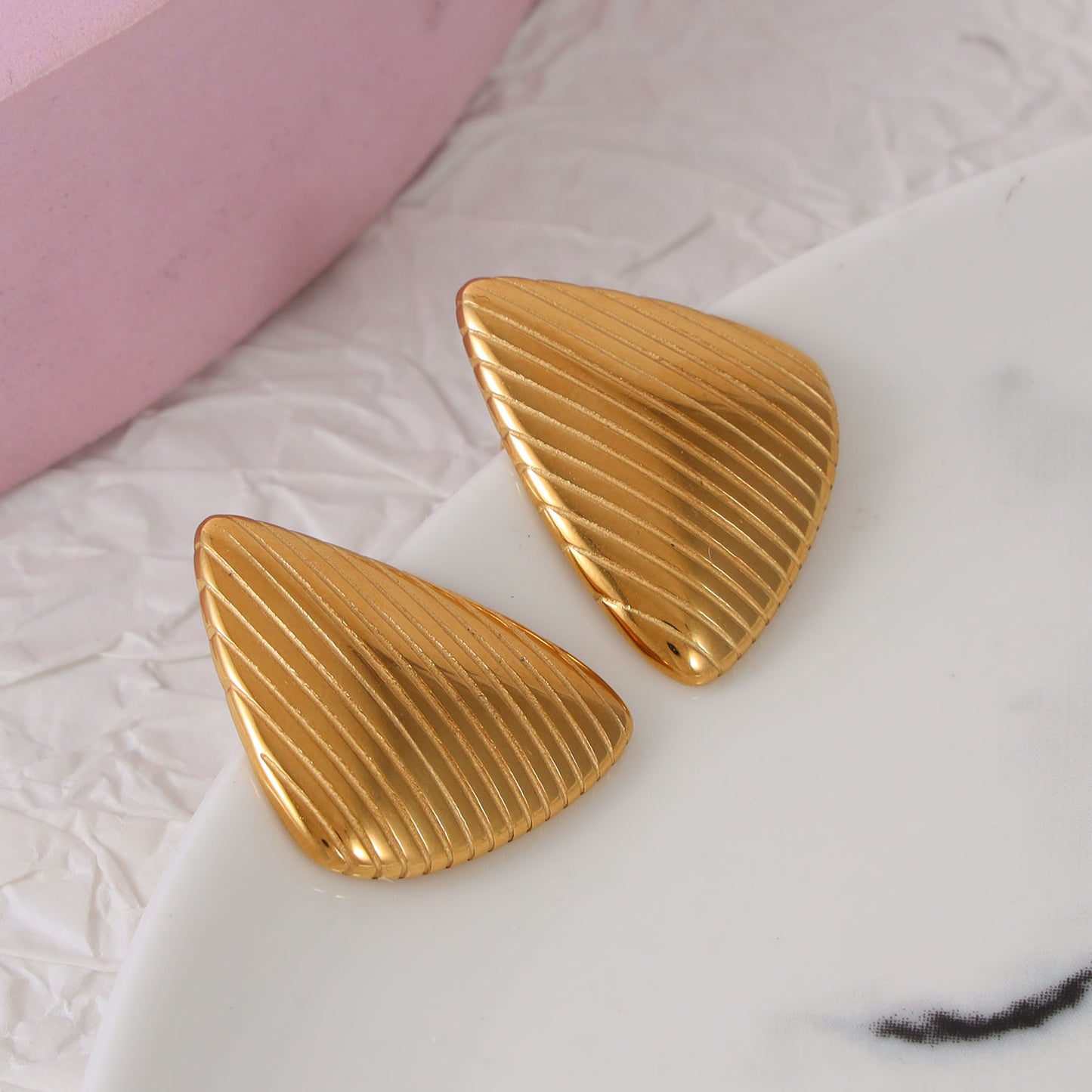 Striped Triangle Stud Earrings