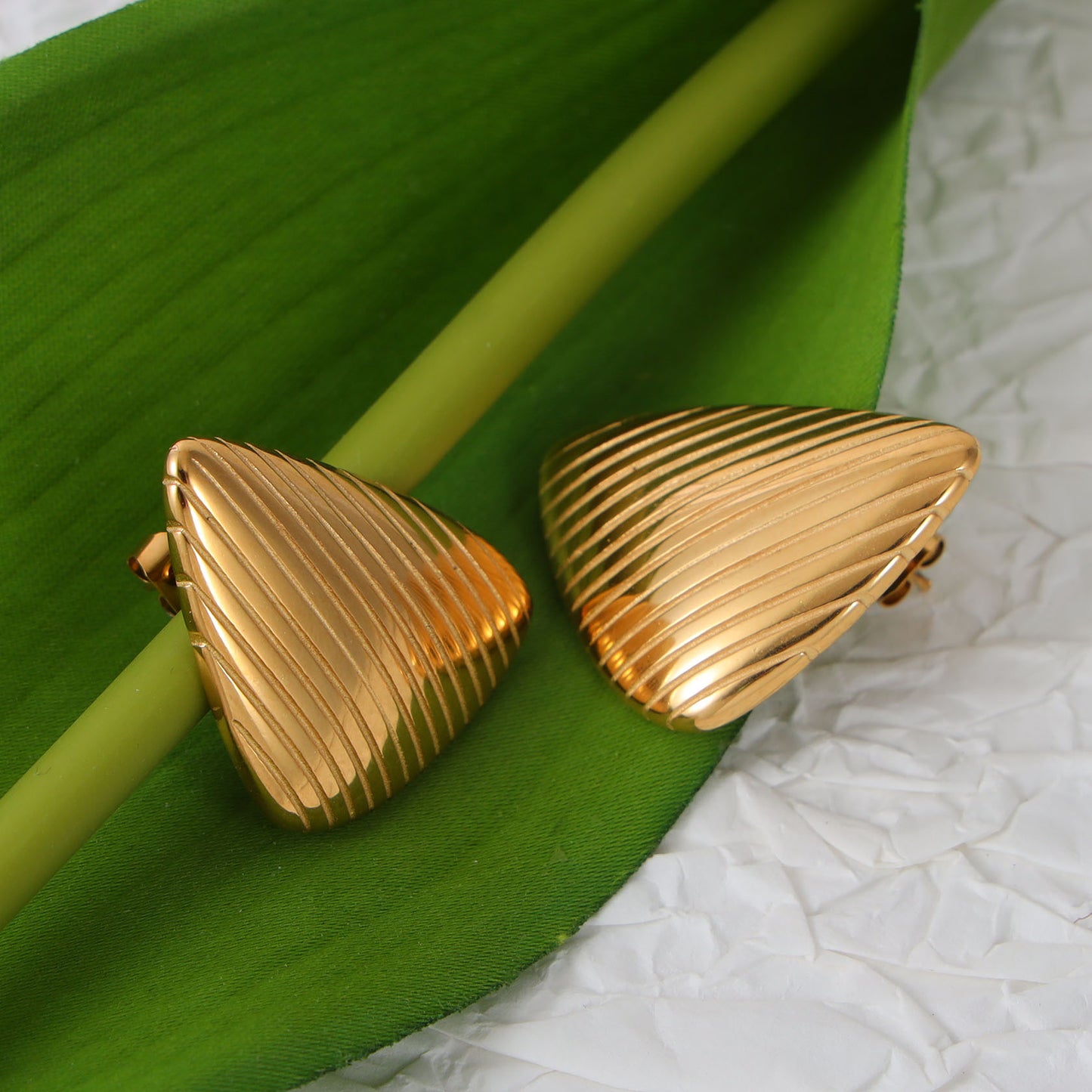 Striped Triangle Stud Earrings